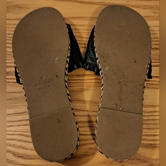 EUC Kate Spade Zahara Black Leather & Jute Ruffle Boho Slide Sandal Shoe SZ 8.5M - Picture 6 of 9